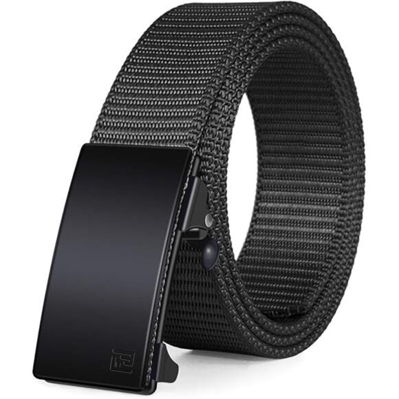 Men's Ratchet Web Belt,1.25 inch Nylon Automatic Buckle Belt,No Holes Invisible - Picture 7 of 7